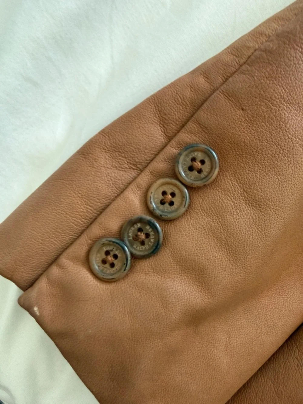 Lauren Ralph Lauren Caramel Leather Blazer Jacket for Women - Picture 5 of 5